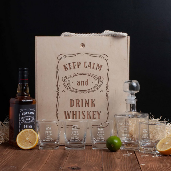 Набор для виски "Keep calm and drink whiskey" в ящике L, фото 1, цена 1300 грн